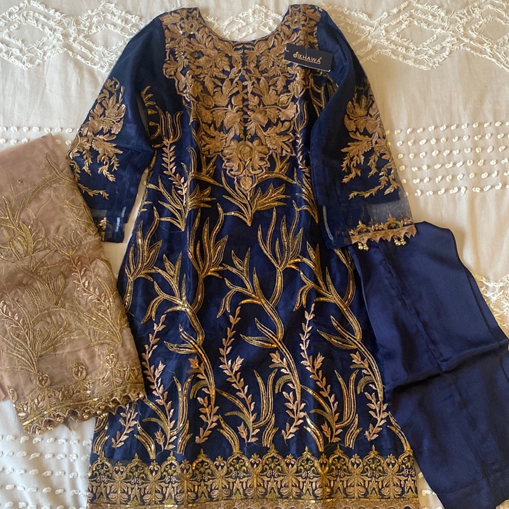 3 piece embroidered suit